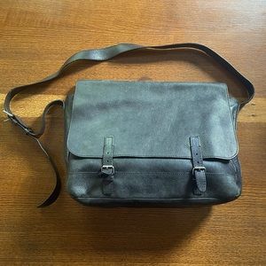 John Varvatos leather attaché case/messenger bag